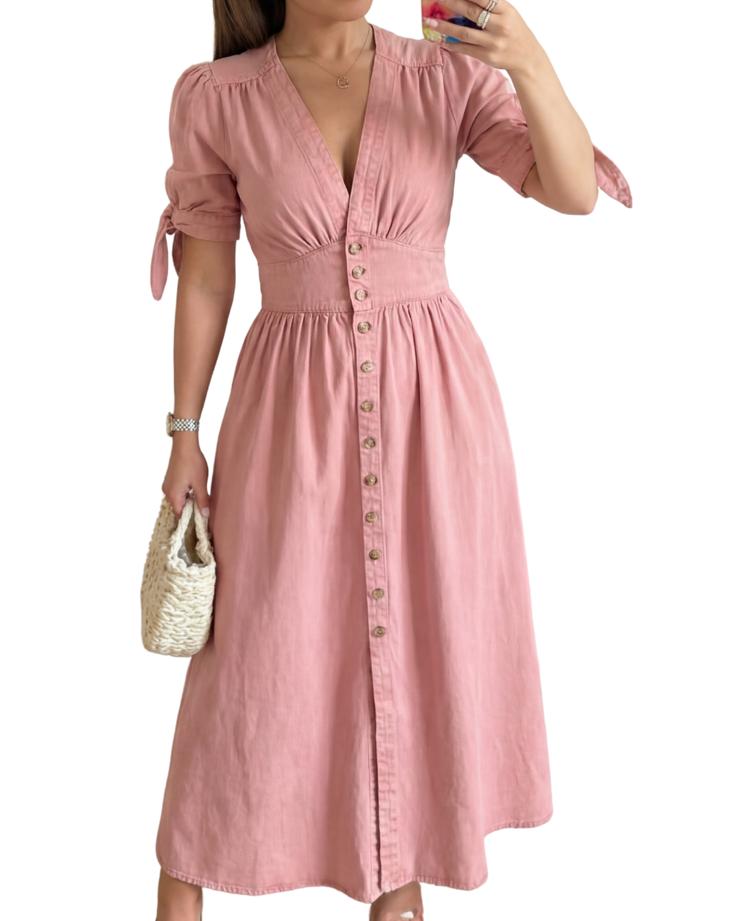 ARMI™ – Legeres Kurzarm-V-Ausschnitt-Kleid