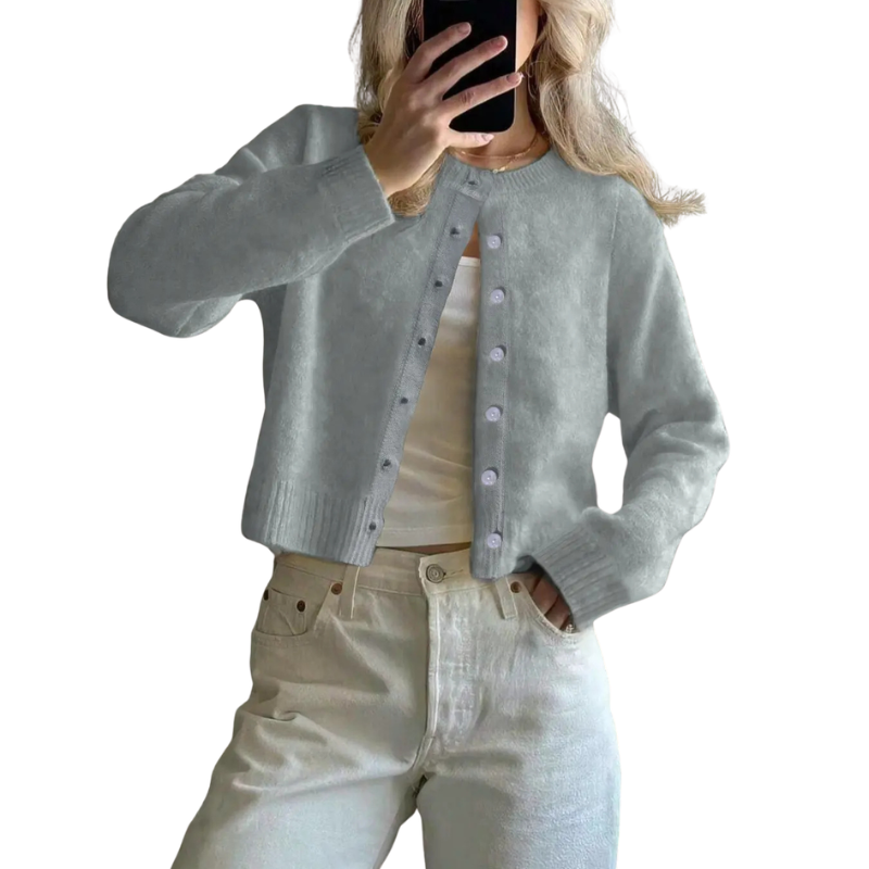 LEXA™ – Gemütliche Strickjacke mit Rundhalsausschnitt und Schnalle