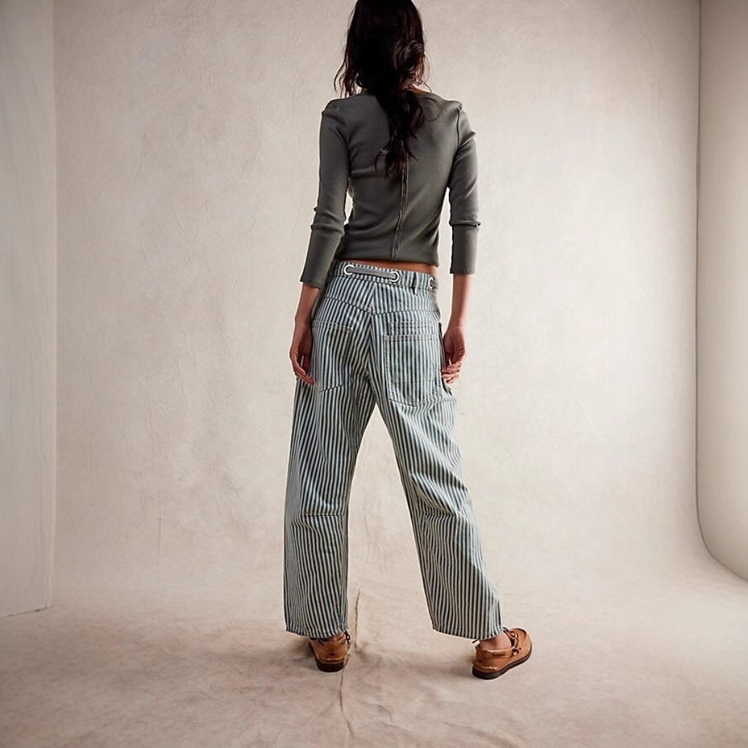 PERLAH™ – Elegante gestreifte Hose mit weitem Bein und Kordelzug