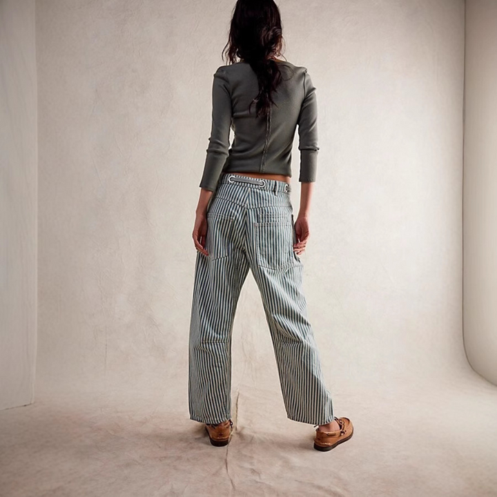 PERLAH™ – Elegante gestreifte Hose mit weitem Bein und Kordelzug