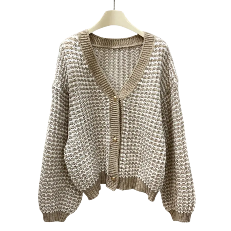 MADIE™ – Kuscheliger Colorblock-Cardigan mit Knöpfen