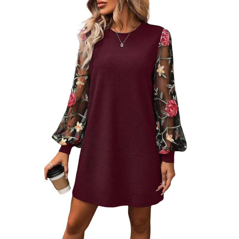 LUCY™ – Geblümtes Bischofsärmelkleid mit Stickerei