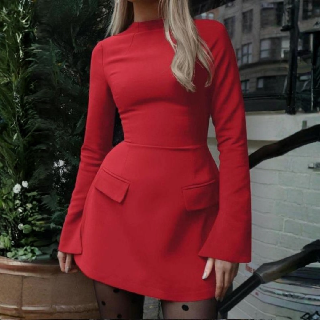 BRISHA™ – Schickes eng anliegendes Minikleid mit langen Ärmeln