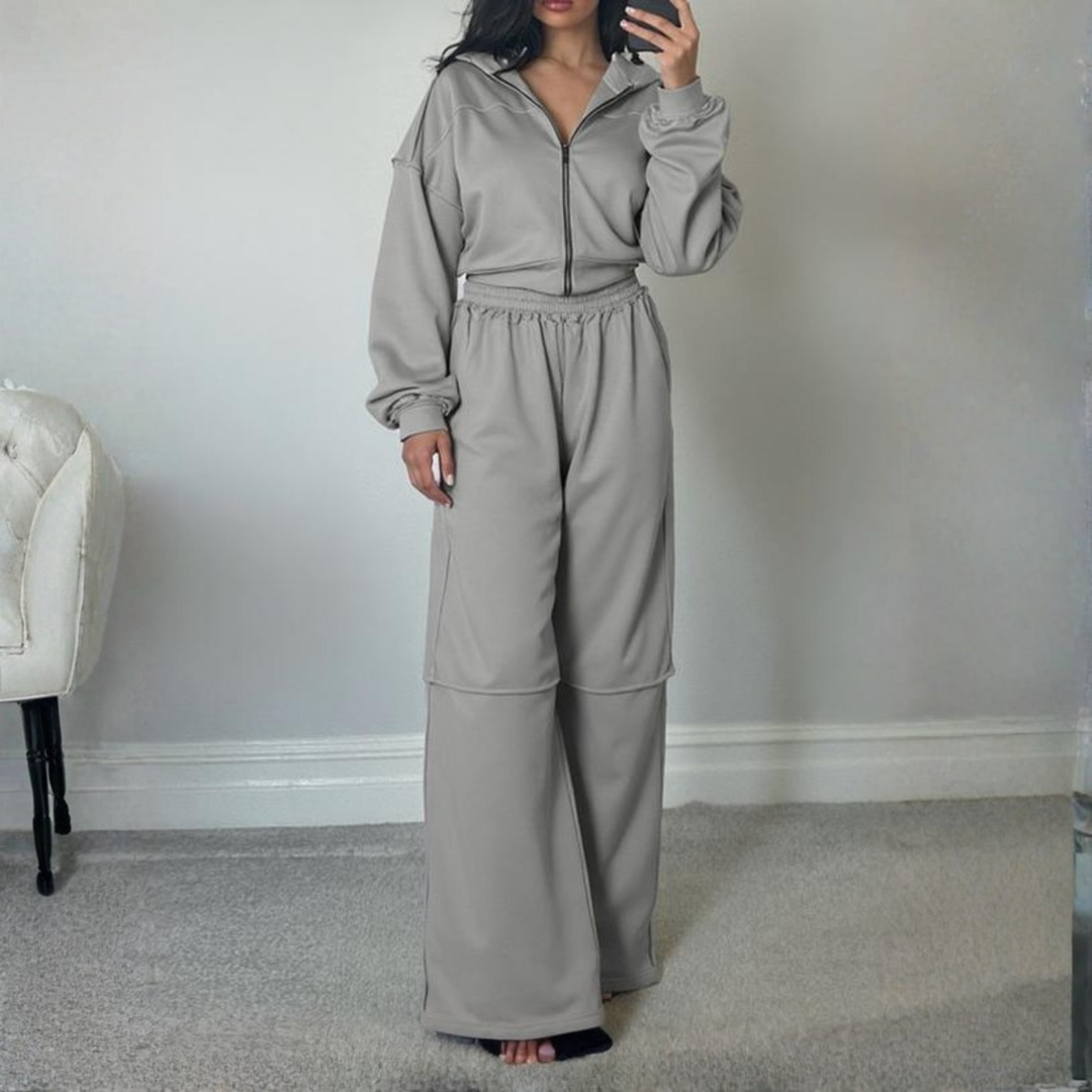 DARA™ - Bequemes Kapuzen-Sweatshirt mit Reißverschluss und Hose mit elastischem Bund