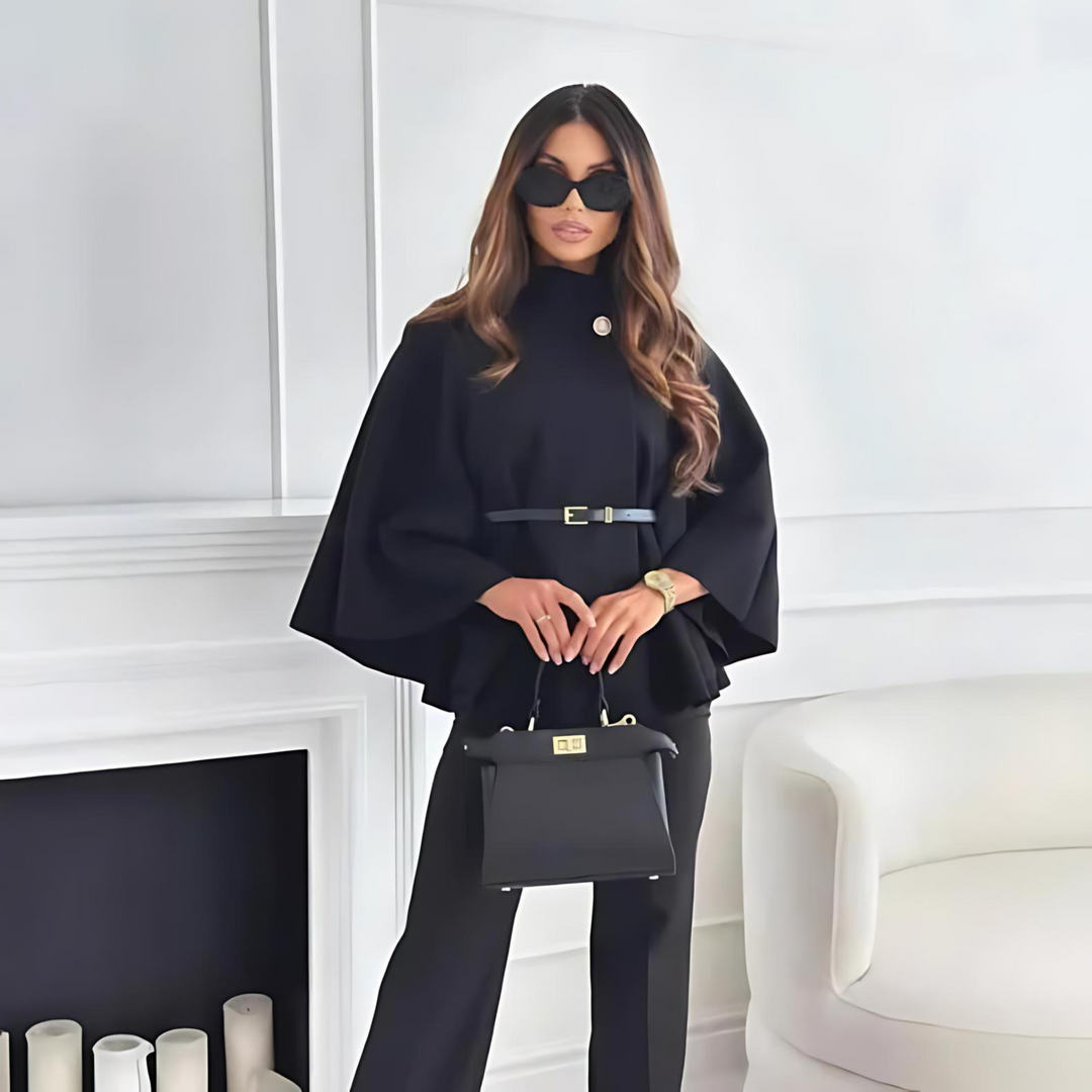 FENITH™ - Elegantes hochgeschlossenes Cape-Top mit Gürtel