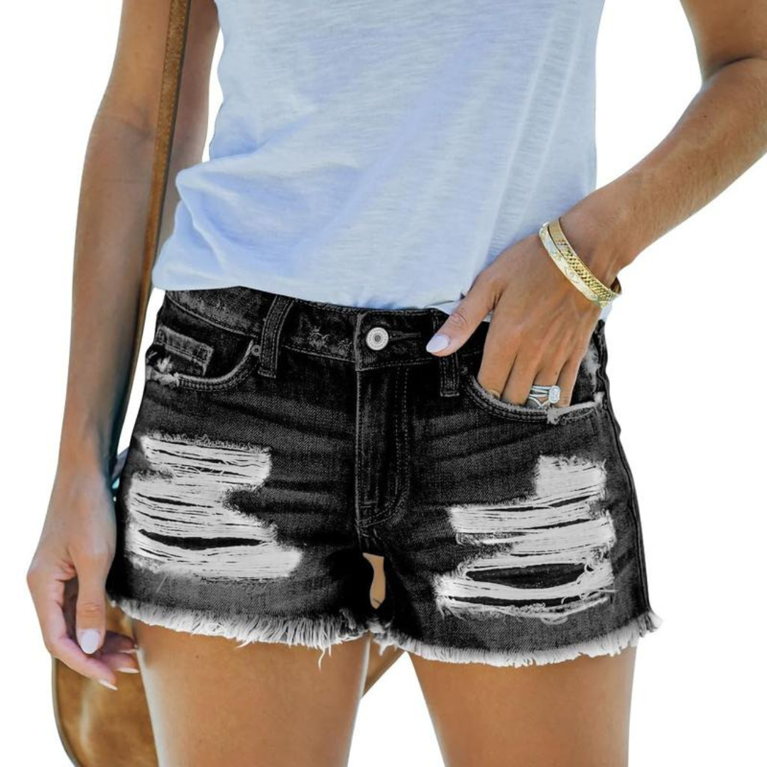 DOLORES™ – Täglich schmal geschnittene Jeans-Shorts mit Rissen