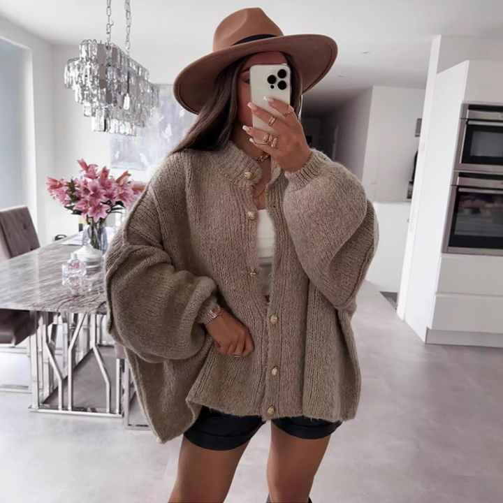VANDANA™ - Klassische Knopfleisten-Langarmstrickjacke