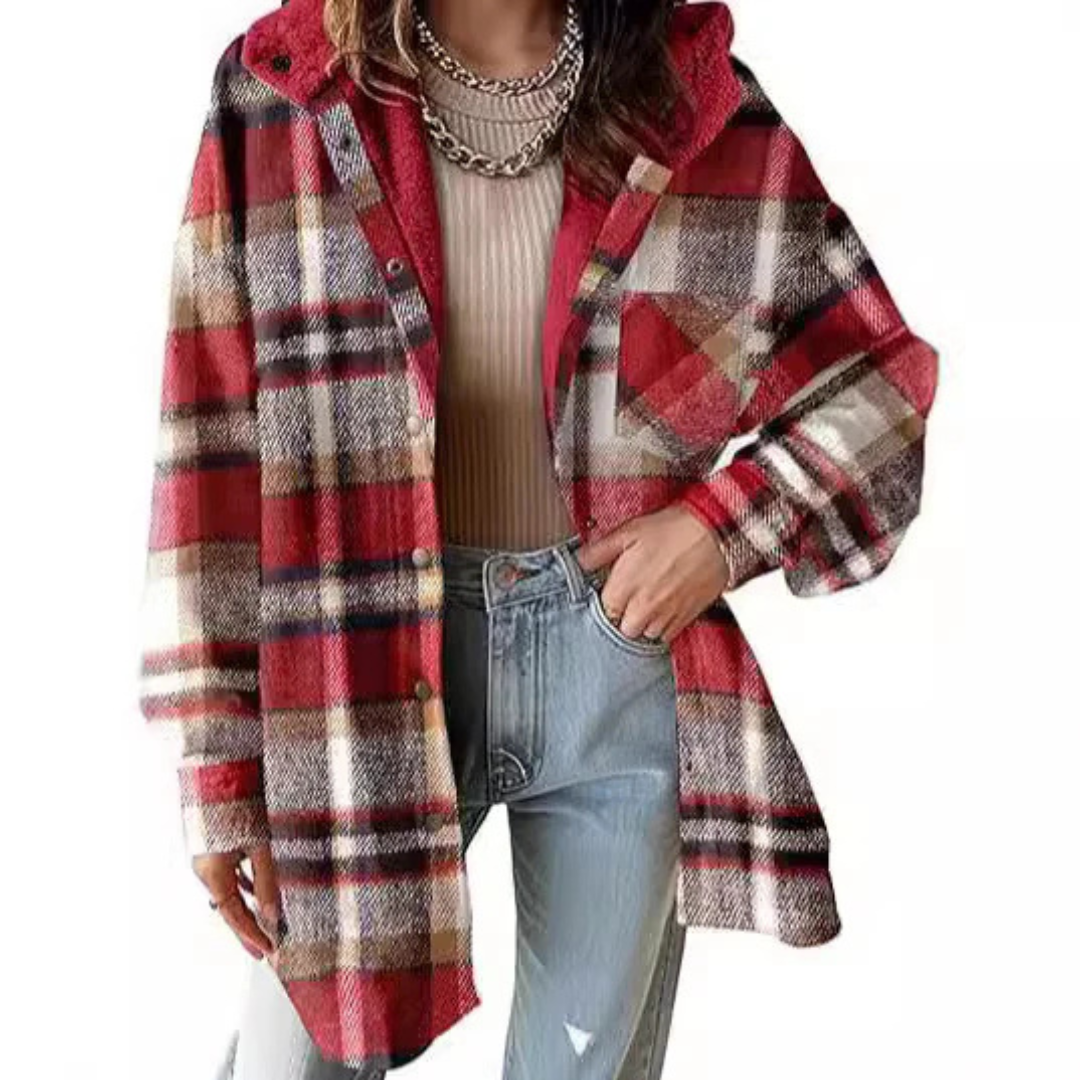 TALLULAH™ - Leger geschnittene karierte Kapuzenjacke