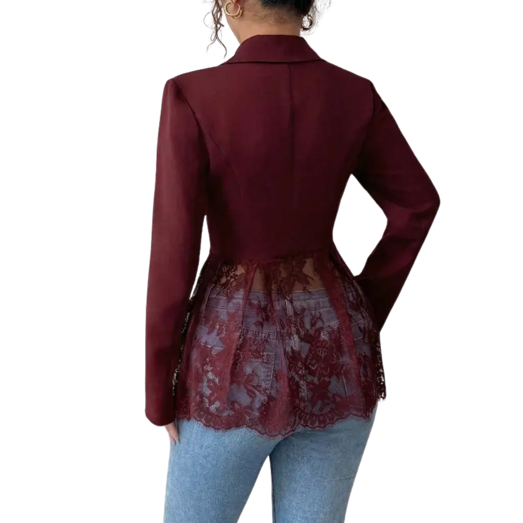 LEONIQUE™ – Figurbetonter Blazer mit Spitzenbesatz