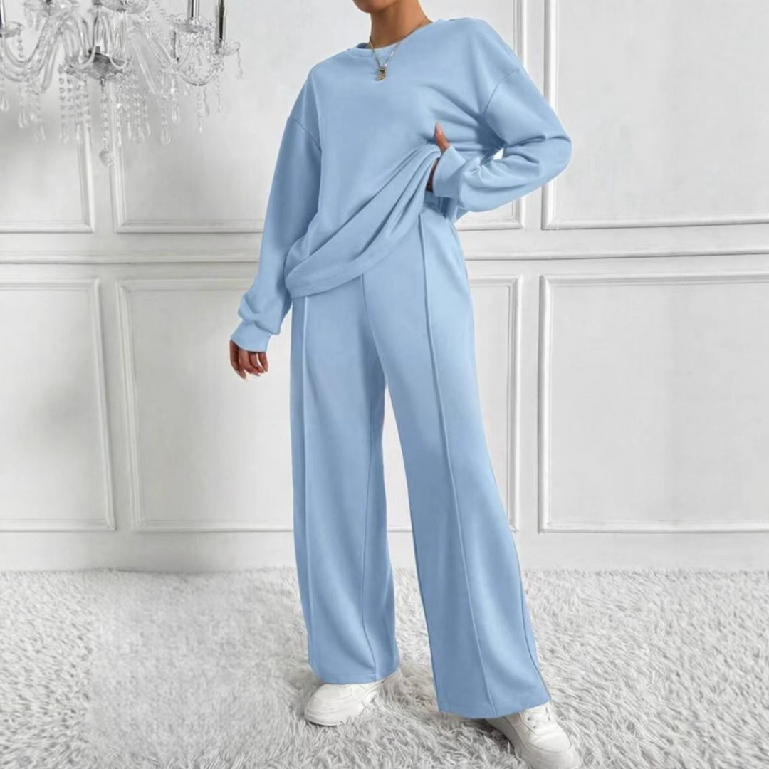TINIDOR™ - Set aus langärmeligem Sweatshirt und High-Waist-Hose für die Freizeit