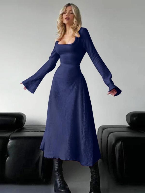 ERIN™ - Raffiniertes A-Linien-Maxikleid mit Schnürung, Rückenausschnitt und Rüschenärmeln