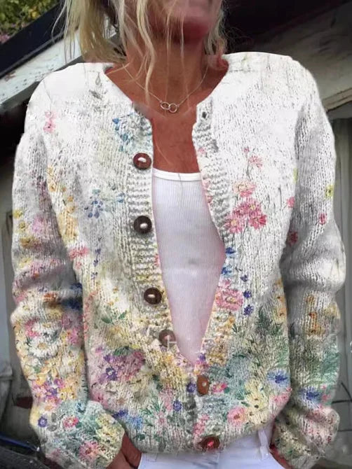 FLORA™ - Vintage-Blumen-Strickjacke