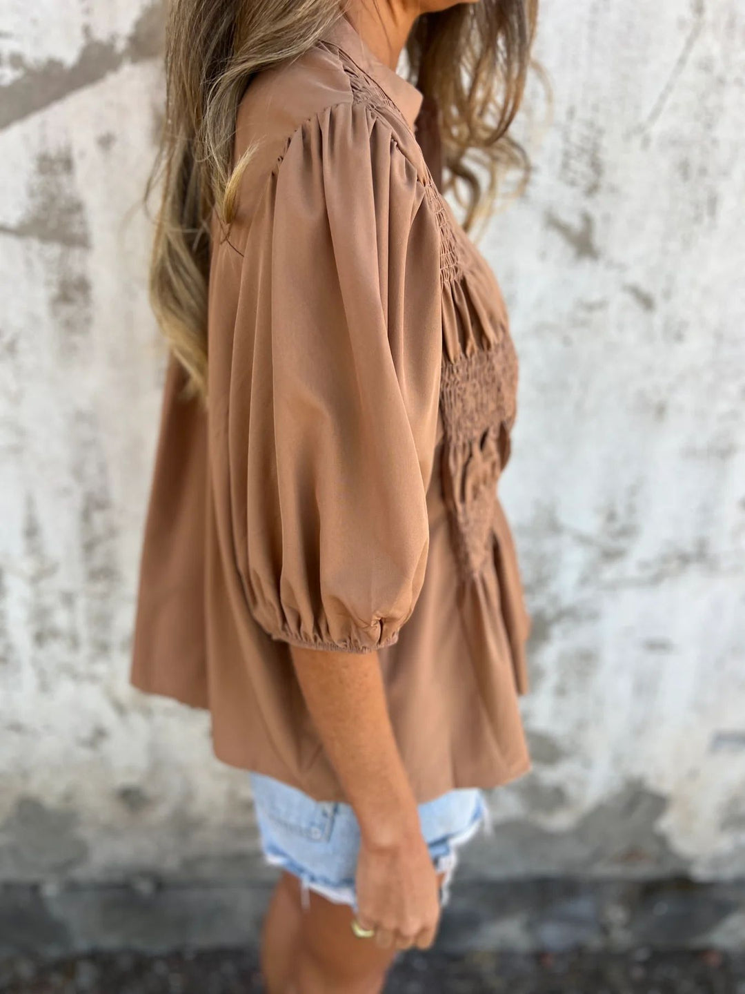 ELIZA™ - Plissierte Bluse mit Knopfleiste