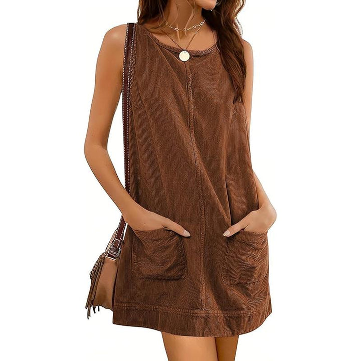 CATALEYA™ - Cord-Latzkleid mit Rundhalsausschnitt und A-Linien-Rock