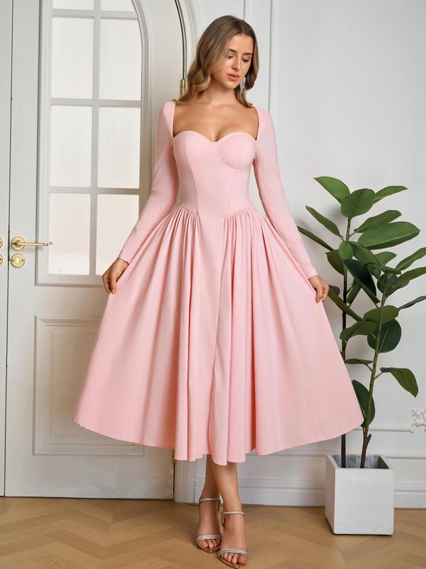 HOLLY™ - Elegantes A-Linien-Kleid mit gerafftem Rückenausschnitt und herzförmigem Ausschnitt für Partys