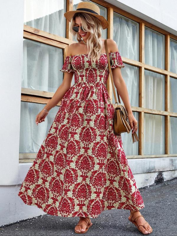 CHARMIE™ - Damen A-Linien-Sommerkleid mit Blumendruck und Beinschlitz