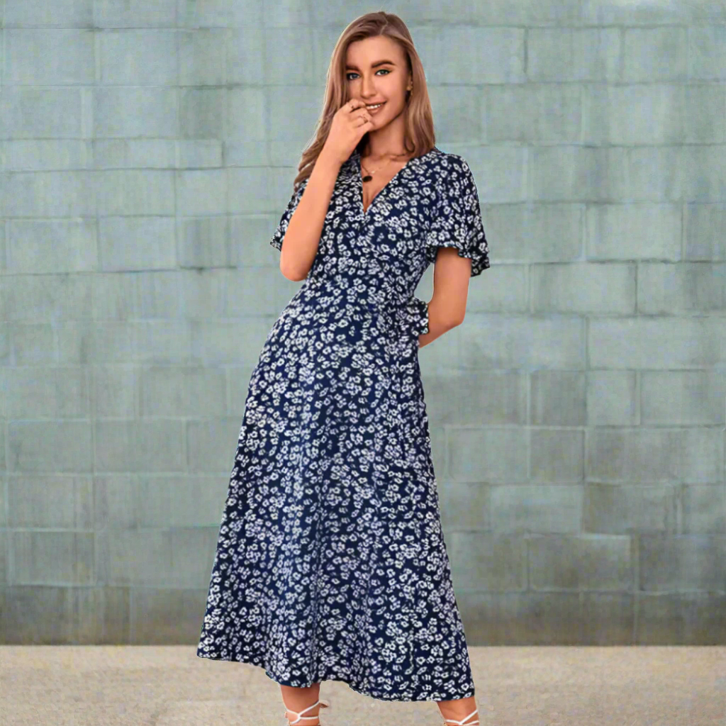 DALISAY™ - Sommerkleid mit V-Ausschnitt und Volantärmeln in Übergröße