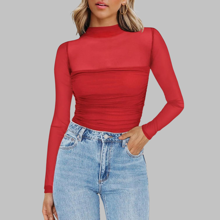VEGA™ – Schickes transparentes Langarm-Top aus Mesh