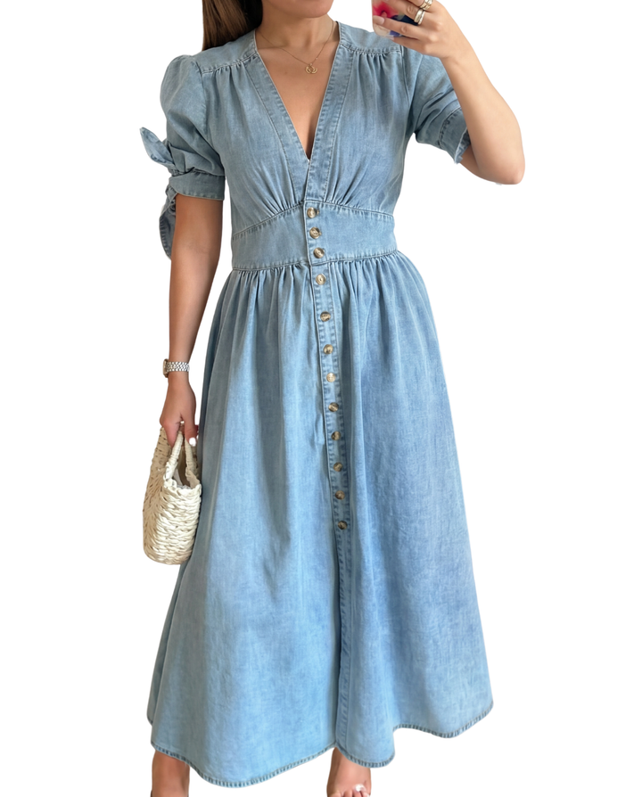 ARMI™ – Legeres Kurzarm-V-Ausschnitt-Kleid