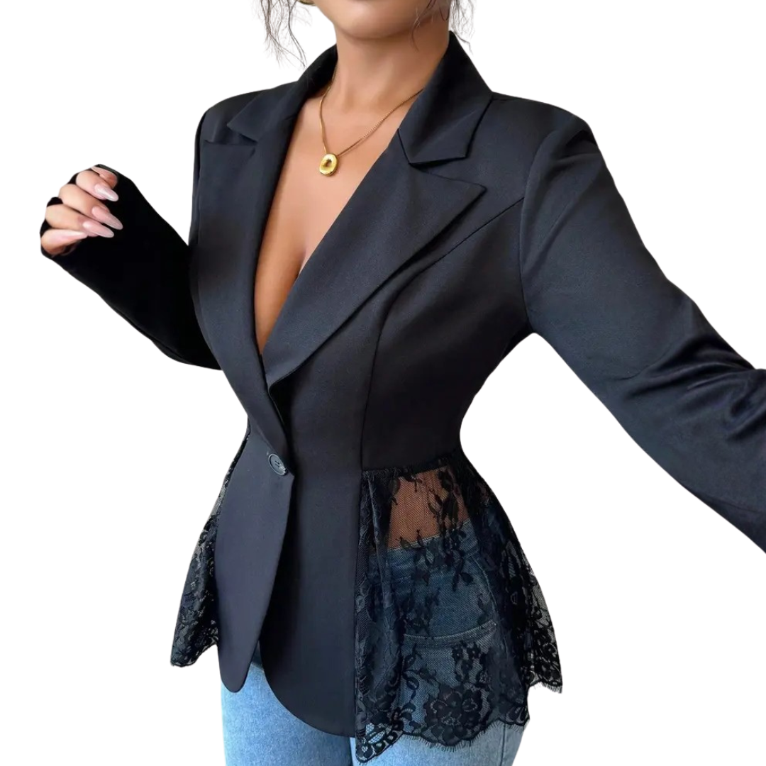 LEONIQUE™ – Figurbetonter Blazer mit Spitzenbesatz