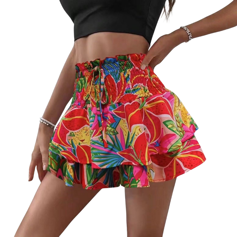 KIRRA™ – High-Waist Shorts mit Blumenmuster, Bindeband vorne und weitem Bein