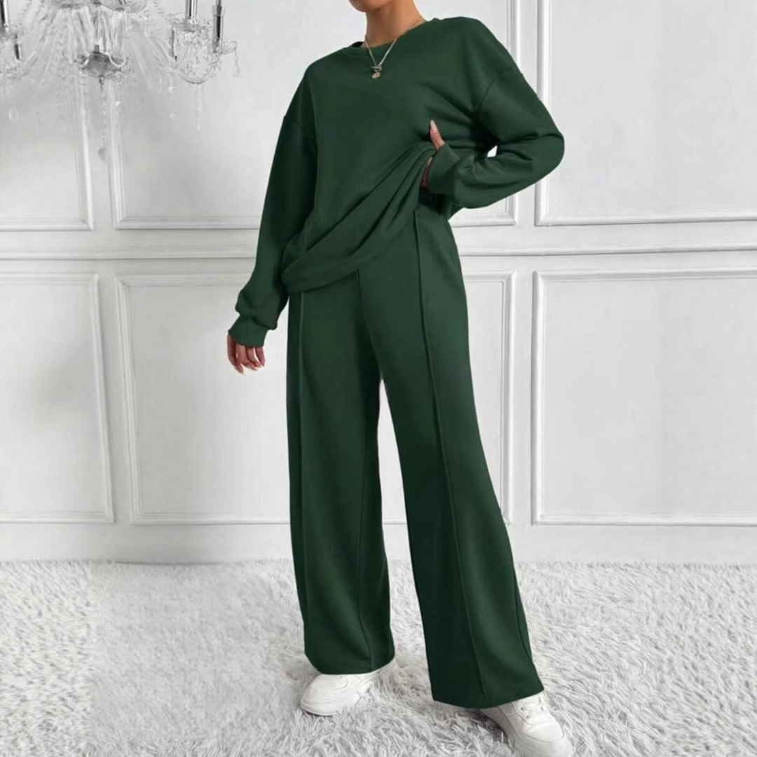 AMBRA™ - Lässiges Langarm-Sweatshirt und High-Waist-Hosen-Set