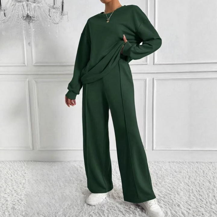 AMBRA™ - Lässiges Langarm-Sweatshirt und High-Waist-Hosen-Set