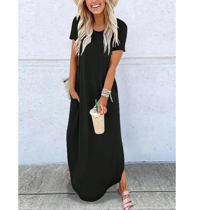 RELNA™ – Lässiges Sommer-Maxikleid mit Rundhalsausschnitt