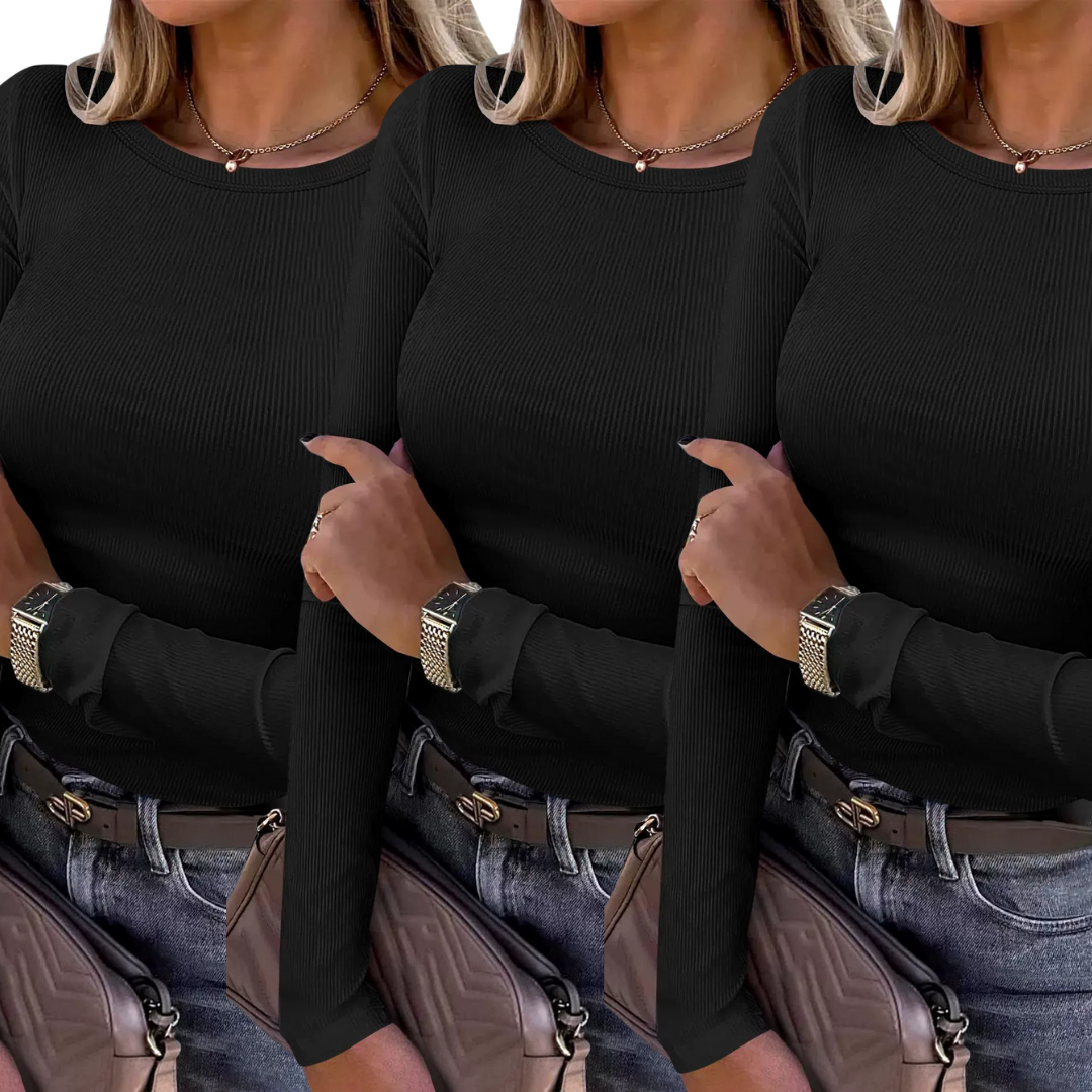 KARIN™ - Bequemes Rippstrick-T-Shirt mit Rundhalsausschnitt