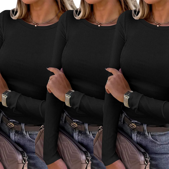 KARIN™ - Bequemes Rippstrick-T-Shirt mit Rundhalsausschnitt