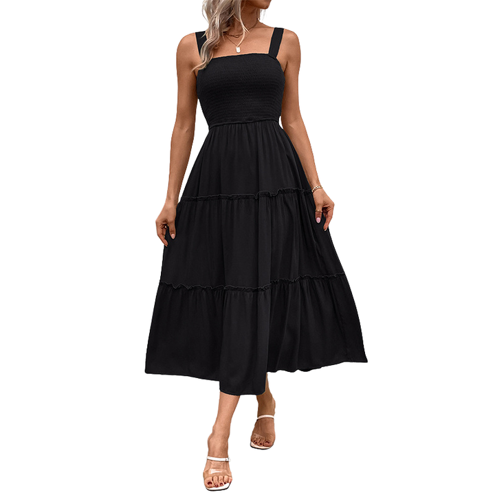 TESSIE™ – Lässiges rückenfreies Sommerkleid mit gerafftem Saum und Rüschen