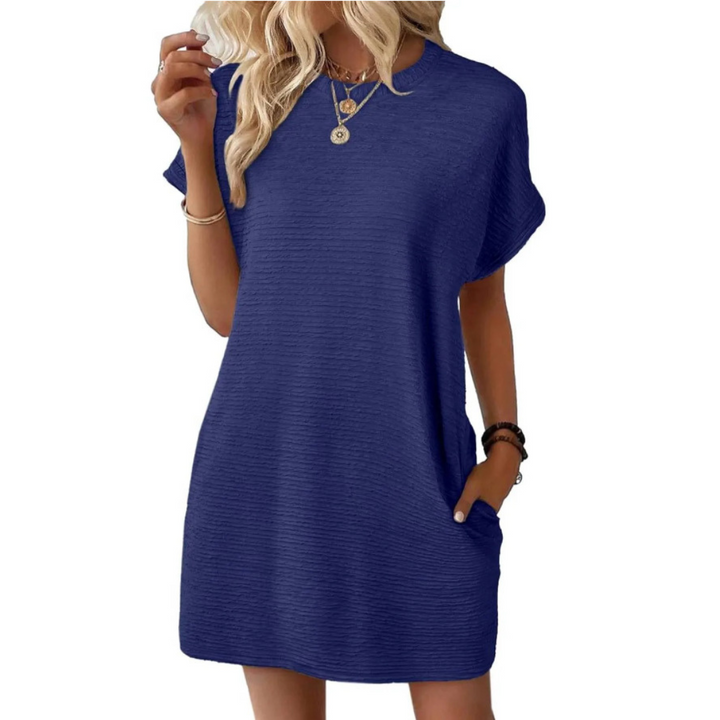 EVASHA™ – Lässiges minimalistisches Rundhals-Sommerkleid