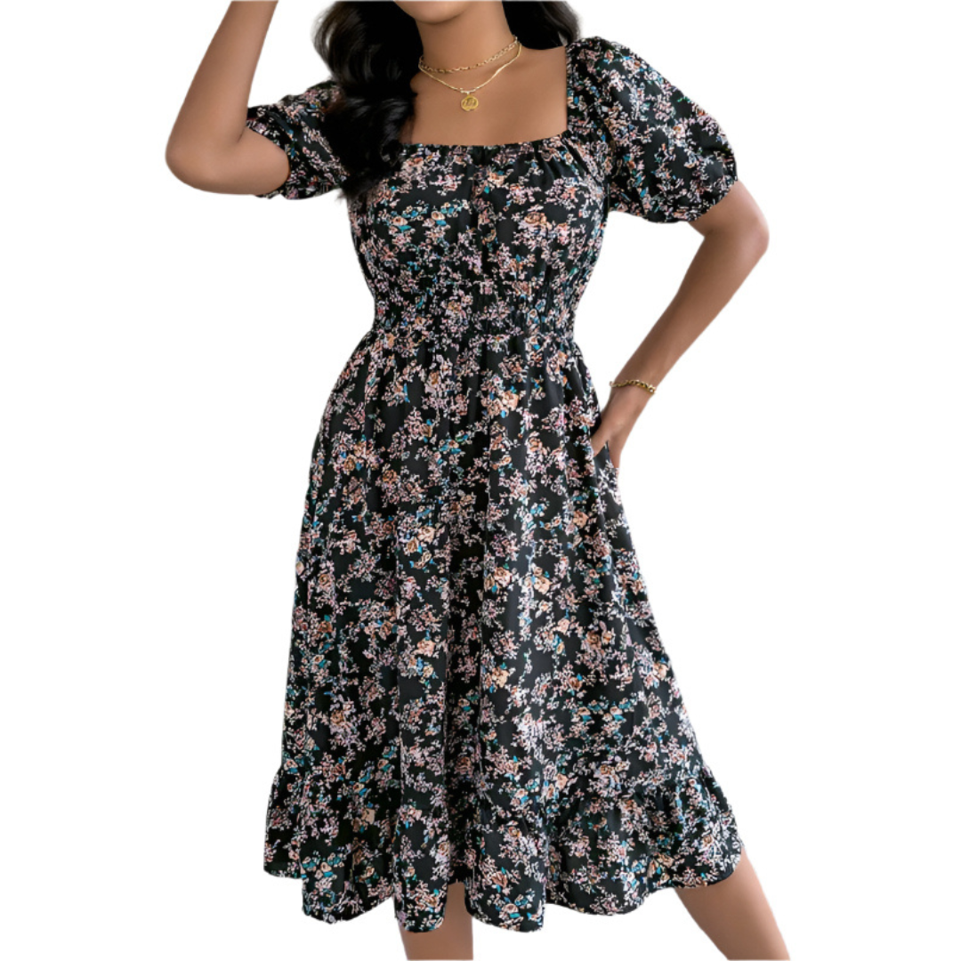 HIRAYA™ – Klassisches Sommerkleid mit eckigem Ausschnitt und Rüschen