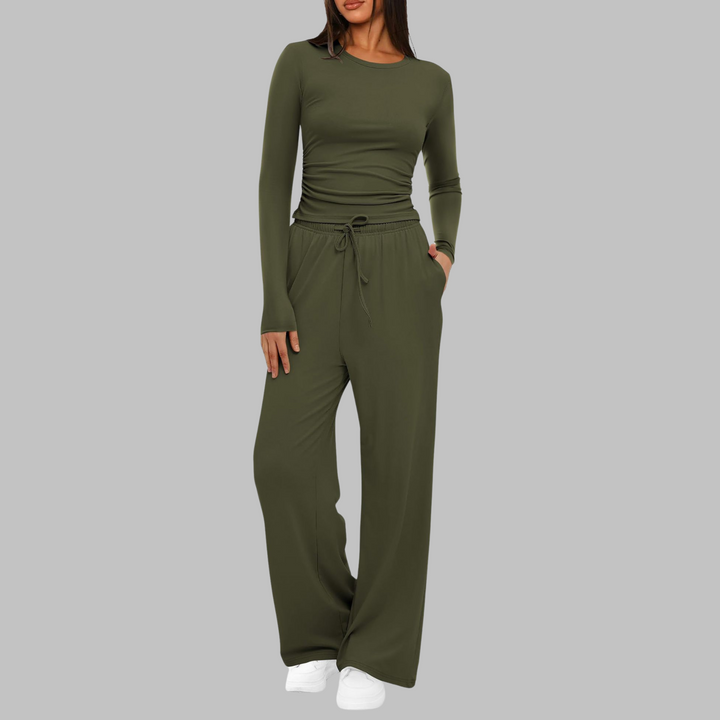 BELLE™ - Freizeit-Set aus Langarmshirt und Hose mit weitem Bein