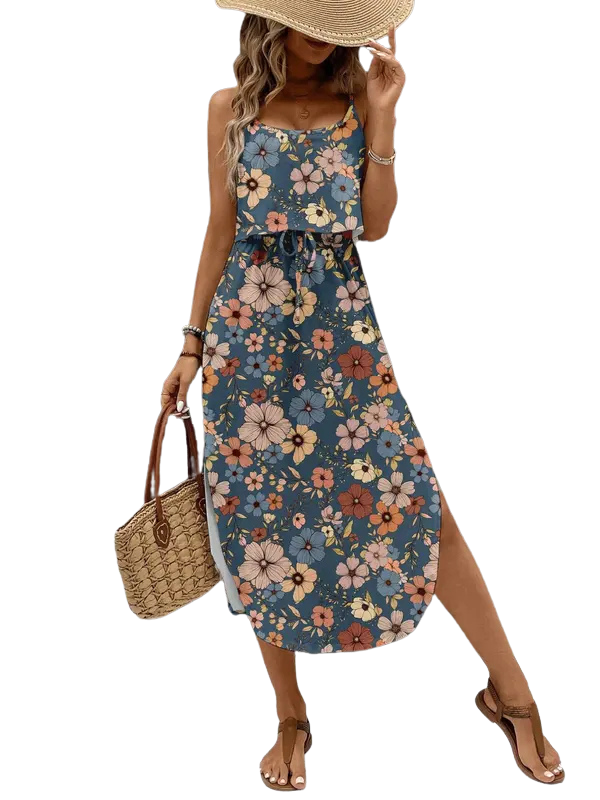SOFIA™ – Freizeitkleid mit seitlichem Schlitz, Batikmuster und Blumenprint