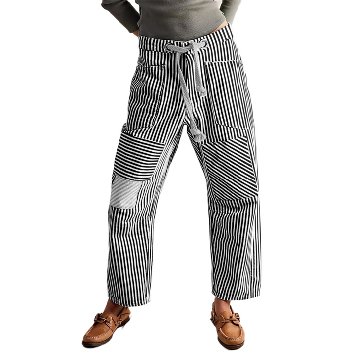 PERLAH™ – Elegante gestreifte Hose mit weitem Bein und Kordelzug