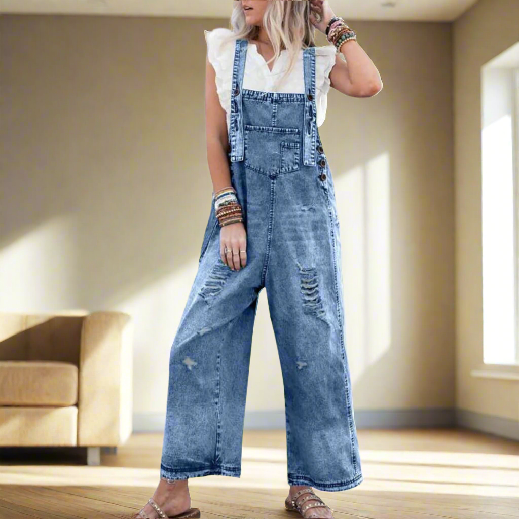 CARMELITA™ – Verstellbarer Vintage-Wash Jumpsuit