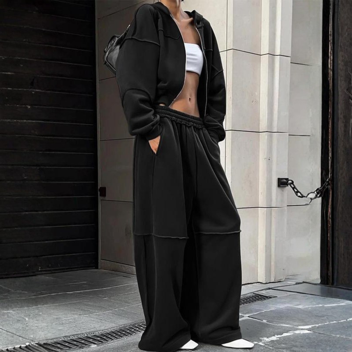 DARA™ - Bequemes Kapuzen-Sweatshirt mit Reißverschluss und Hose mit elastischem Bund