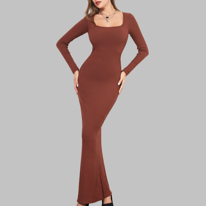 PITO™ - Lässiges Midi-Kleid mit langen Ärmeln und integrierter Shapewear