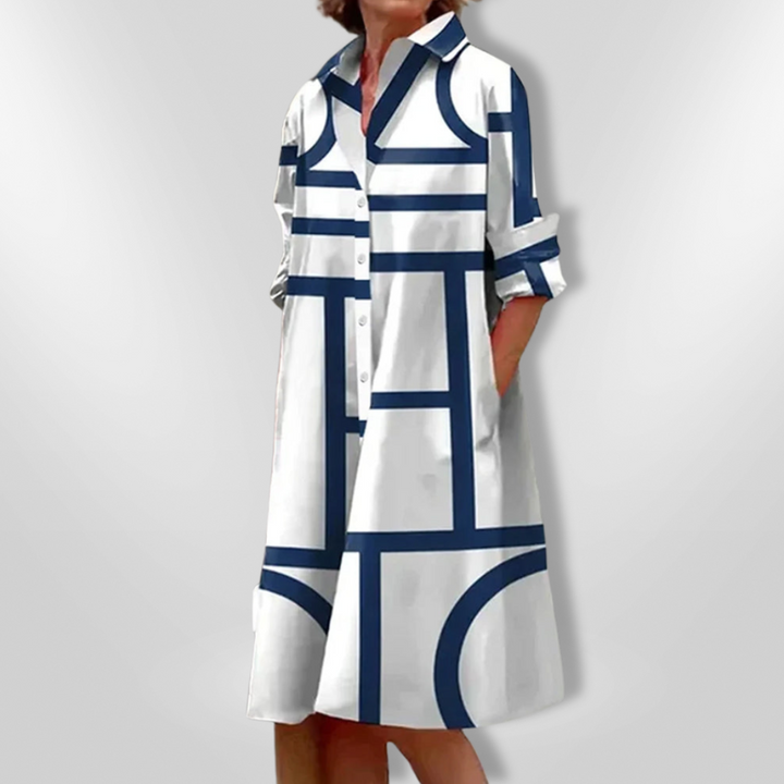 CHEZKA™ – Elegantes geometrisches Midikleid