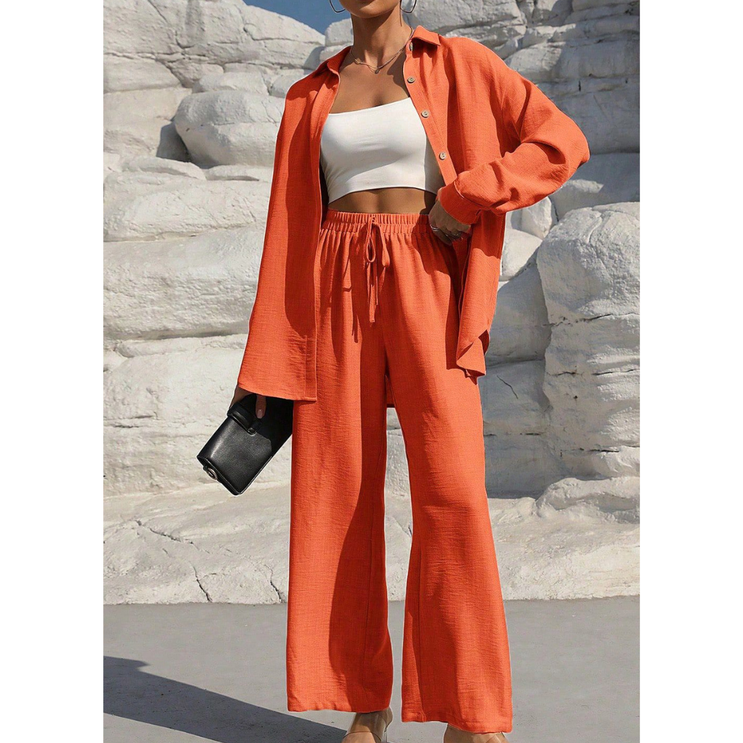 VANORA™ – Bequemes Langarm-Bluse und Hosen-Set