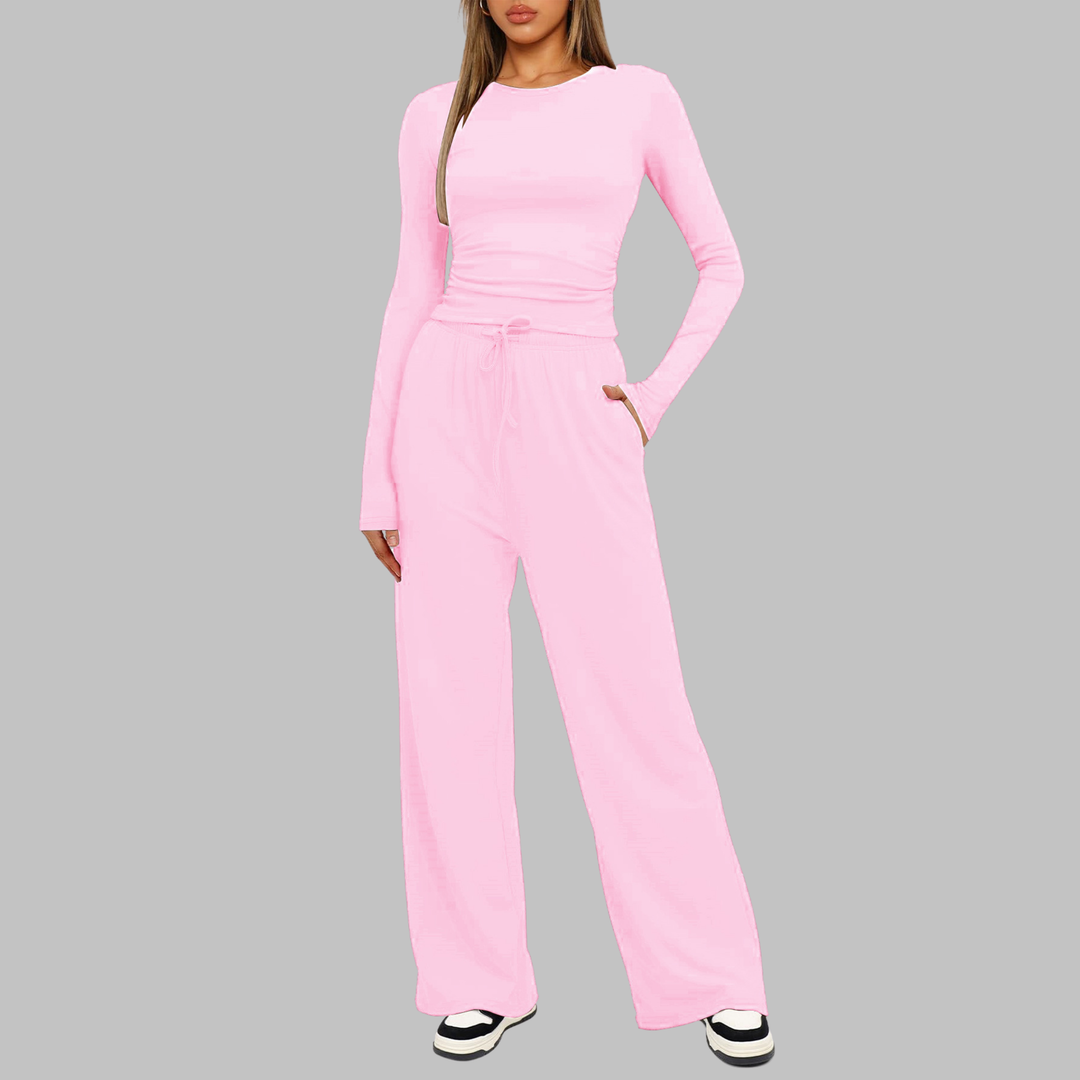 JANNY™ - Freizeit-Set aus Langarm-Top und Hose mit weitem Bein