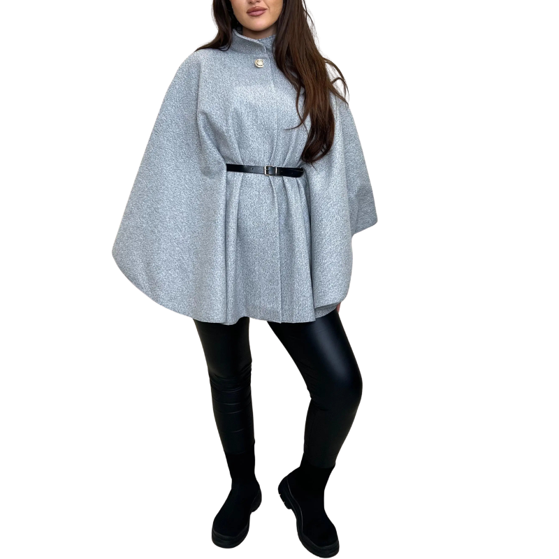 EDEN™ – Stylischer Cape-Mantel mit Gürtel und hohem Kragen
