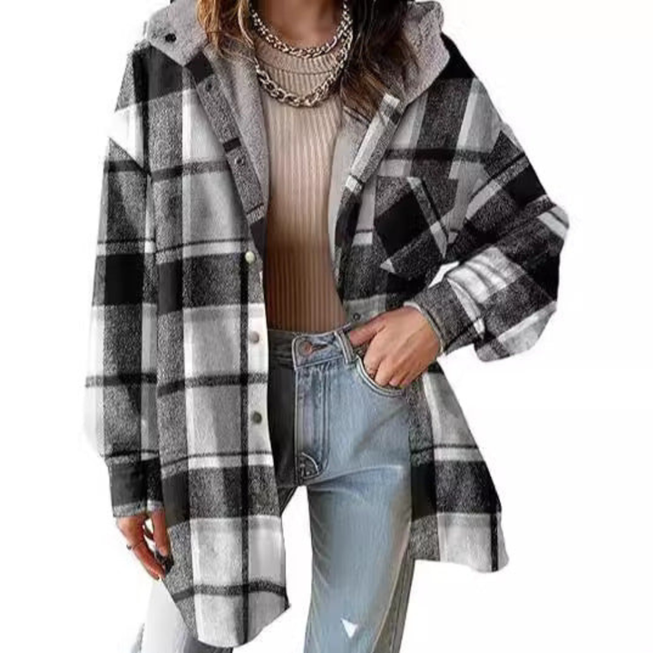 TALLULAH™ - Leger geschnittene karierte Kapuzenjacke