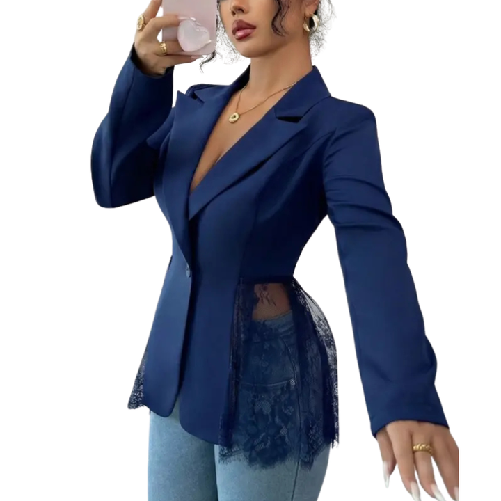 RAFAELA™ – Moderner strukturierter Blazer mit Spitzenbesatz