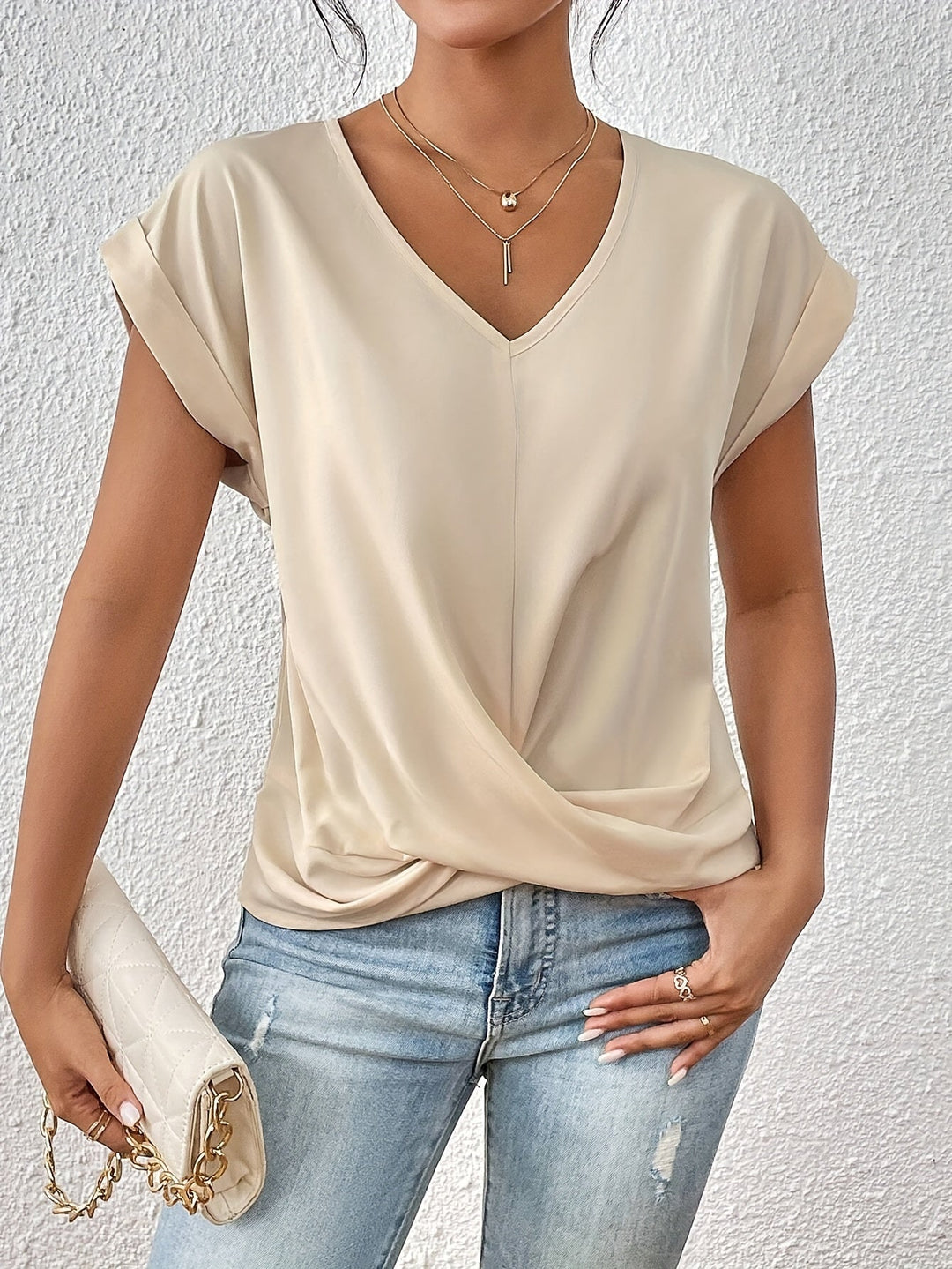 MEIKA™ – Klassisches Twist-Detail V-Ausschnitt Top