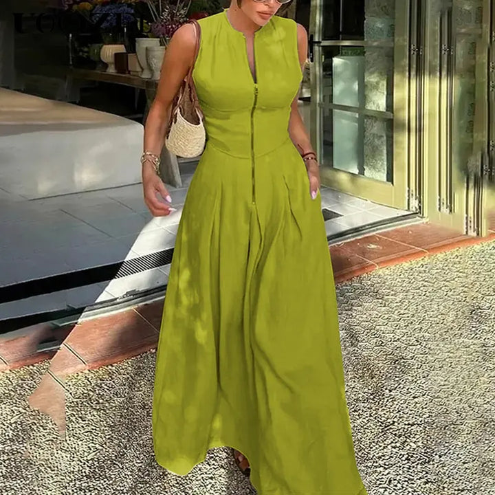 HONORATA™ – Entspanntes Maxikleid mit Reißverschluss und Rundhalsausschnitt in lockerer Passform
