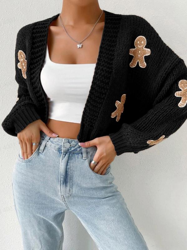 HEIDI™ – Strickjacke mit offenem Vorderteil und Cartoon-Print für gemütliche Outfits