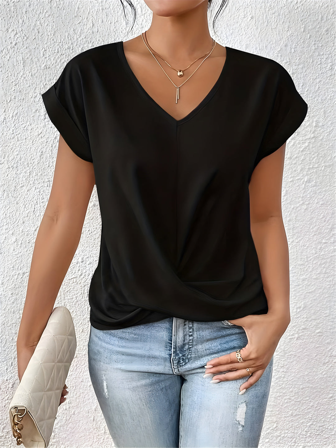 MEIKA™ – Klassisches Twist-Detail V-Ausschnitt Top