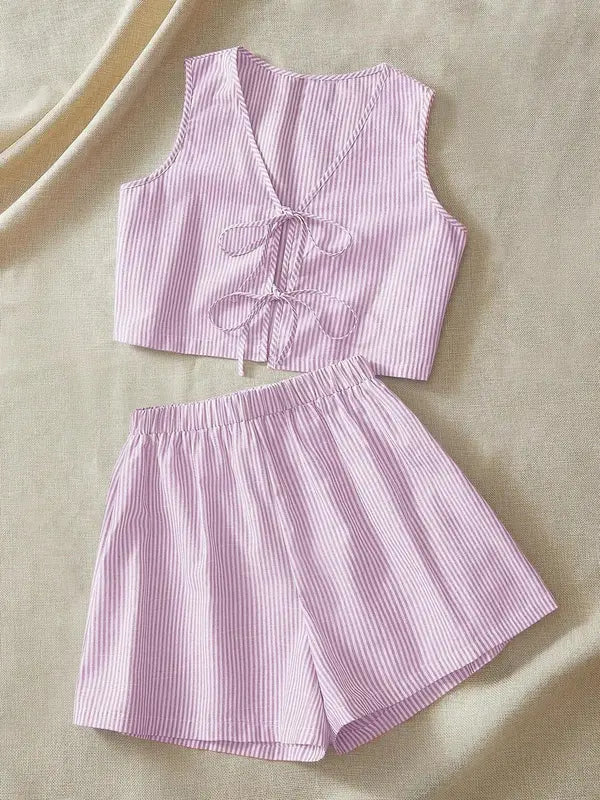 MOESHA™ - Schickes ärmelloses Sommer-Set aus Weste und High-Waist-Shorts